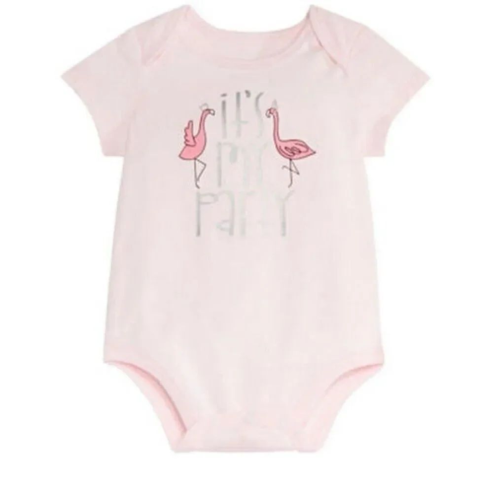NWT Baby Girls First Impressions It’s My Party Flamingo Bodysuit - Sz 0-3 mo